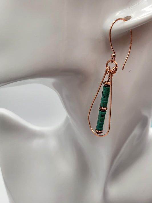 Turquoise and Copper Drop Earrings