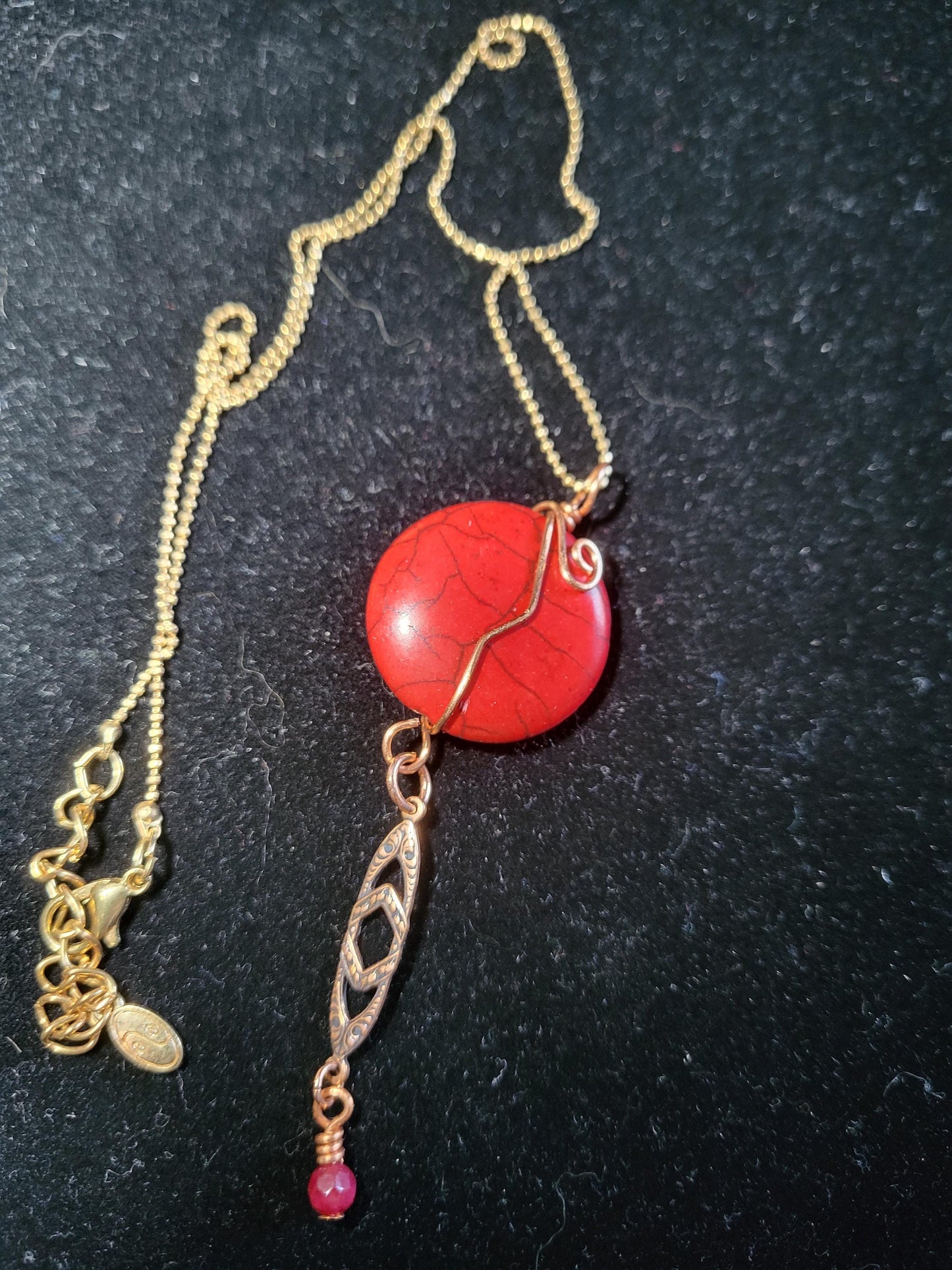 Red Jasper and Copper Pendant Necklace