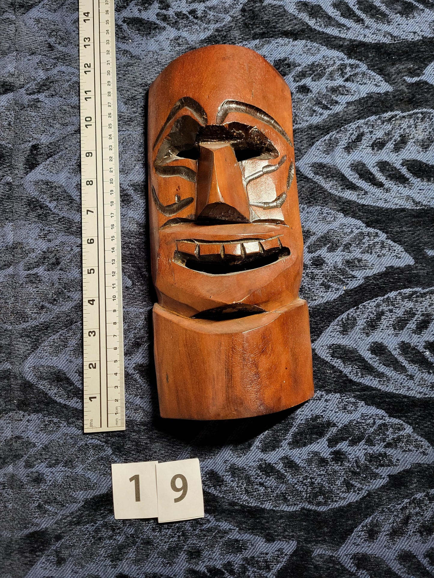 Vintage Mid Century Hawaiian Tiki Mask Hand Carved Wood