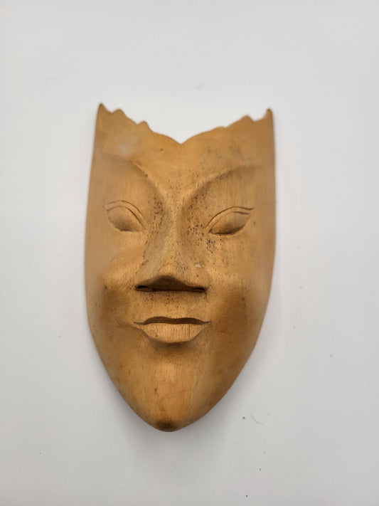 Vintage Bali Hibiscus Wood hand carved mask.