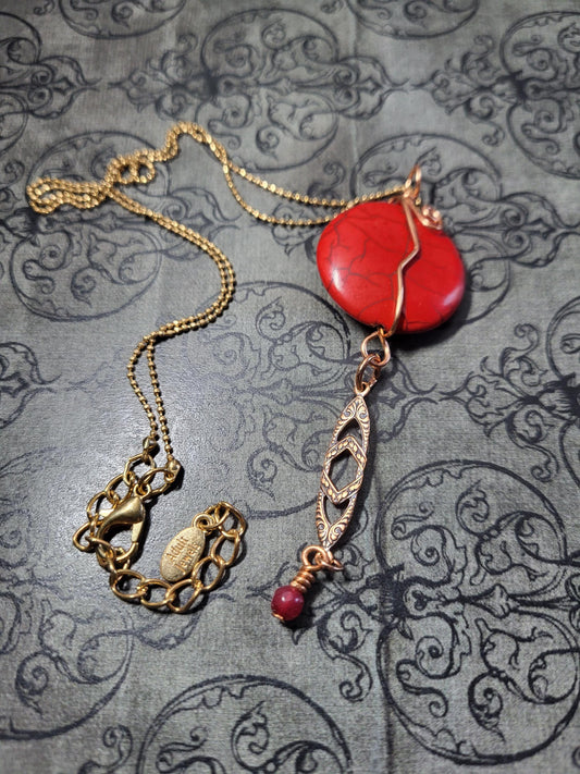 Red Jasper and Copper Pendant Necklace