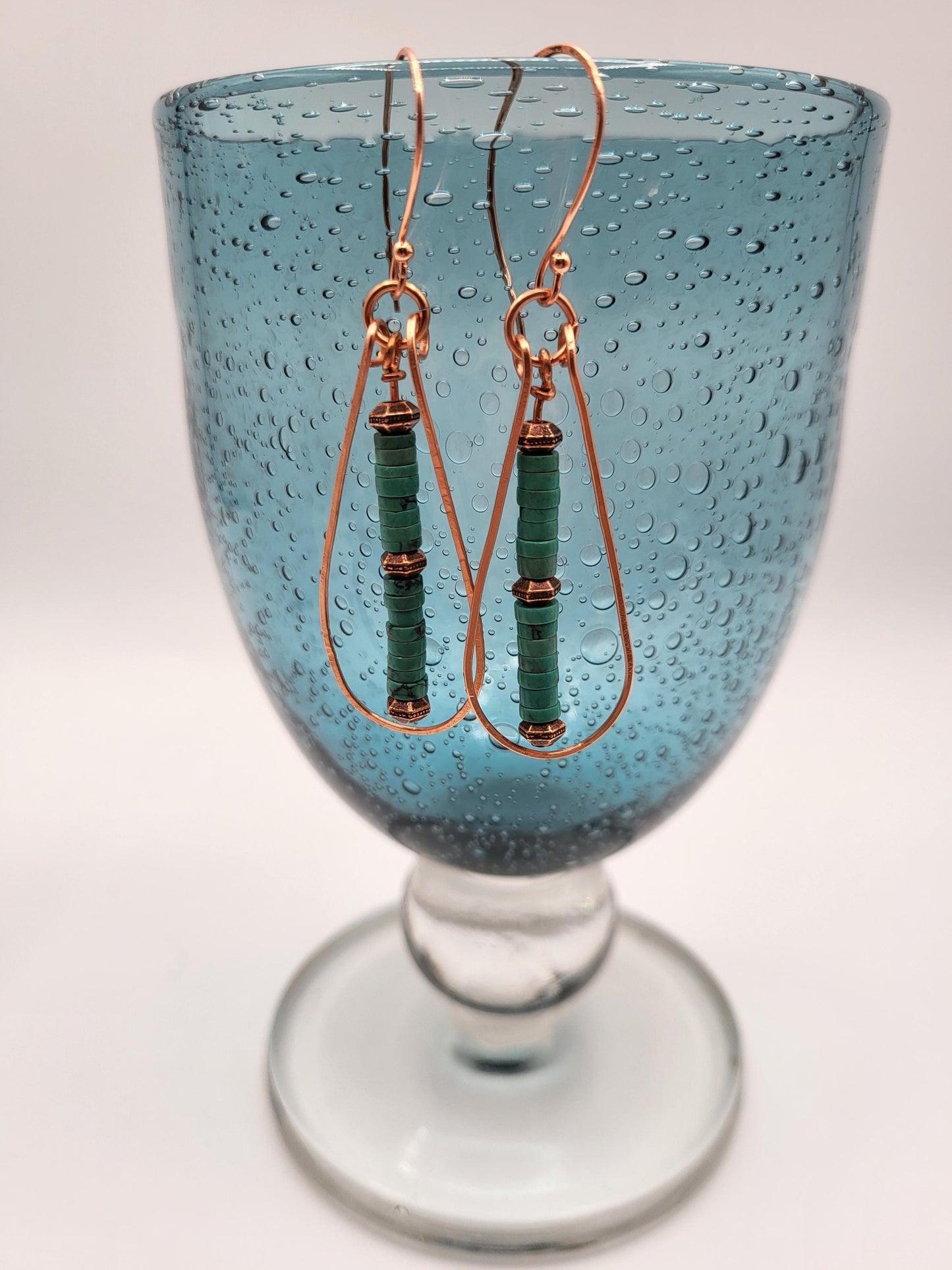 Turquoise and Copper Drop Earrings