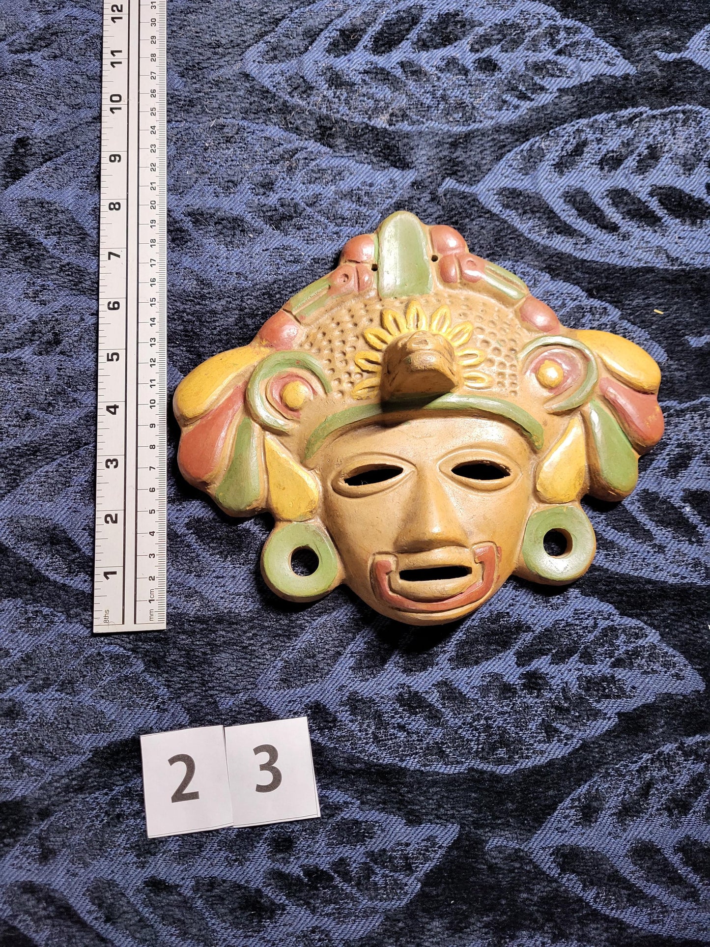 Aztec Mayan Warrior Clay Terra Cotta Wall Mask