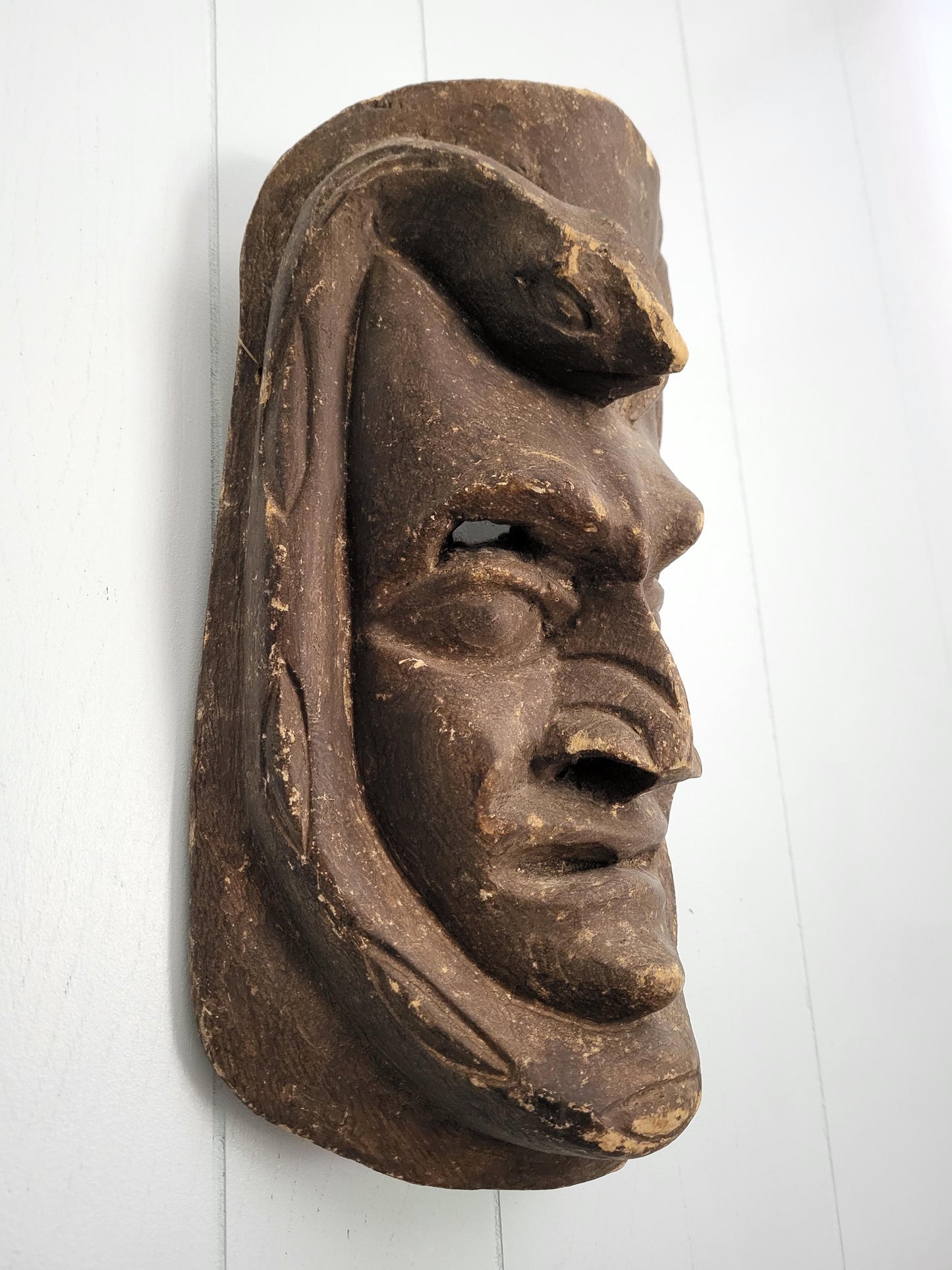 Large Vintage African Snake Man Mask