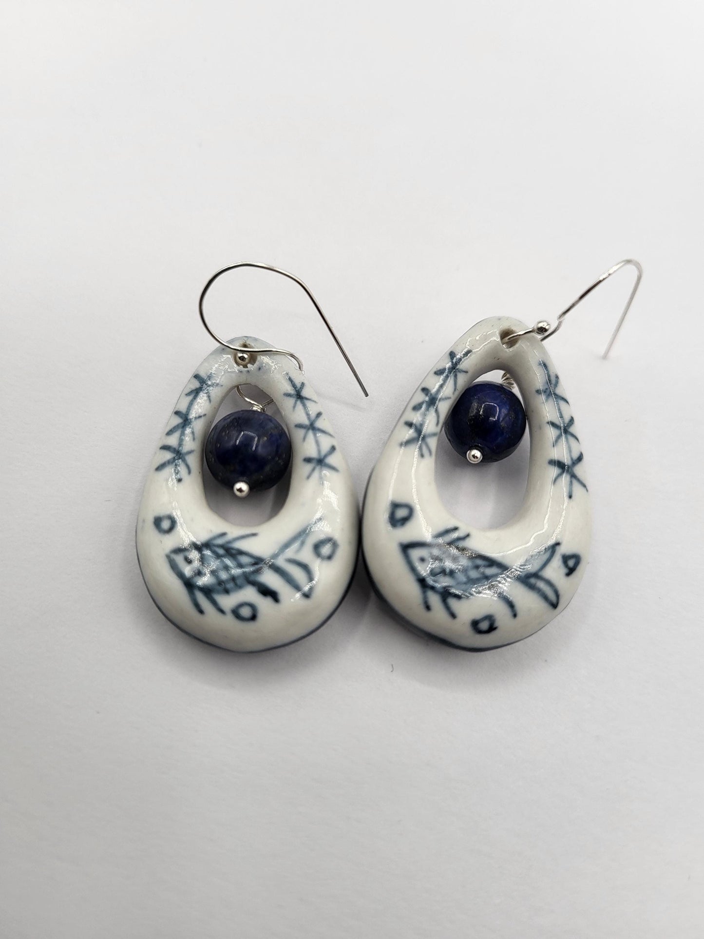 Lapis Lazuli and Ceramic Drop Earrings