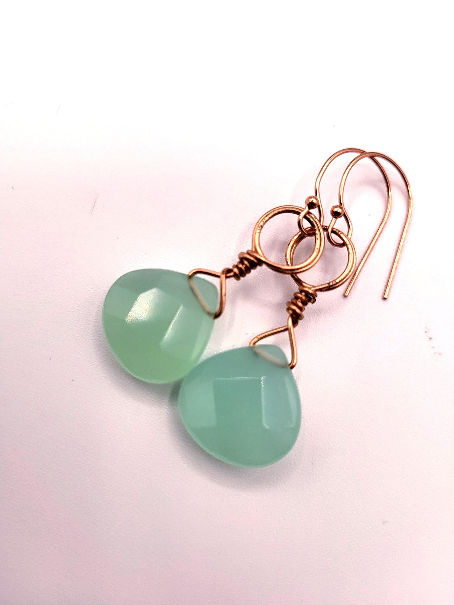 Jade and Copper Wrapped Earrings