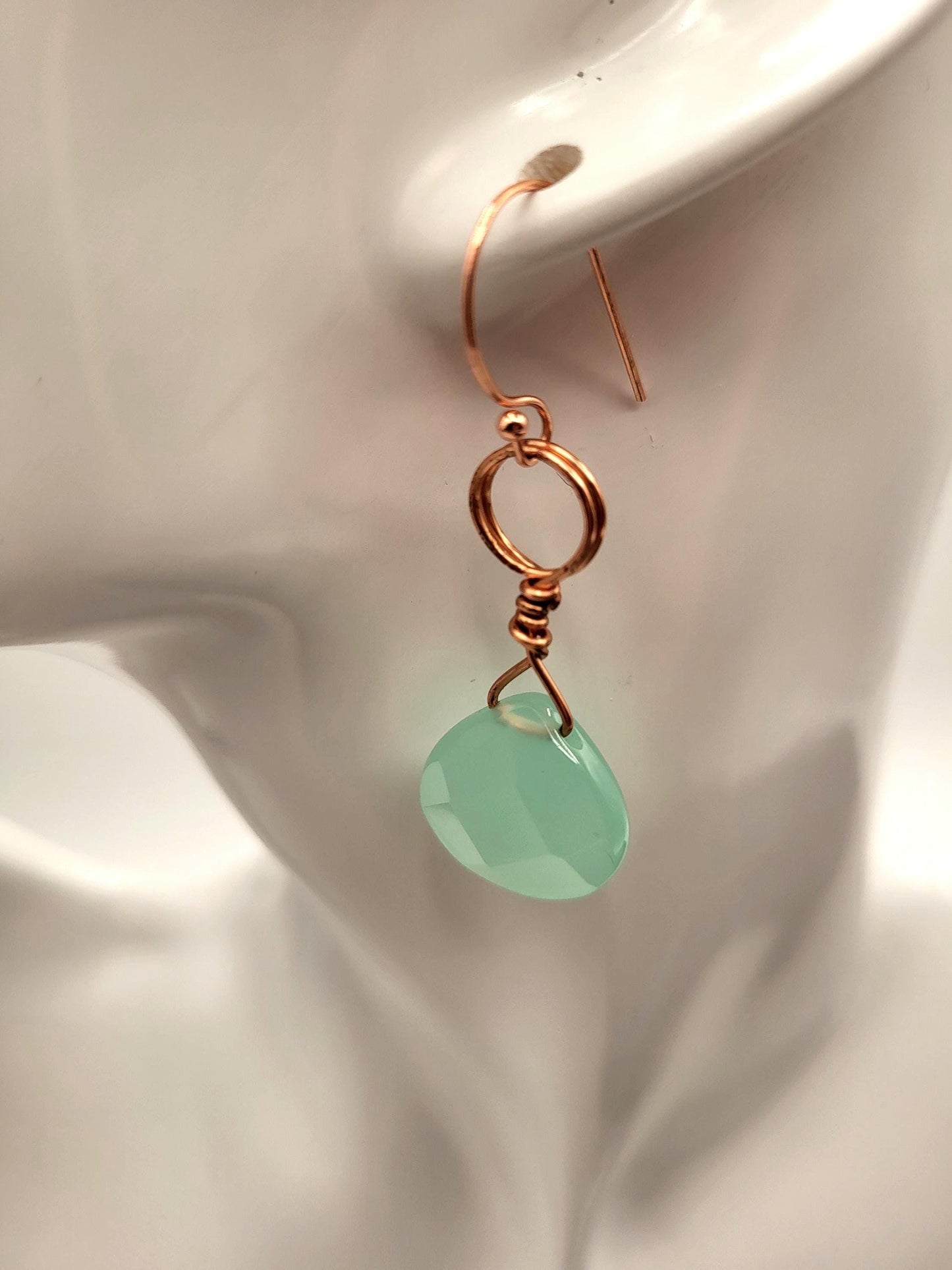 Jade and Copper Wrapped Earrings