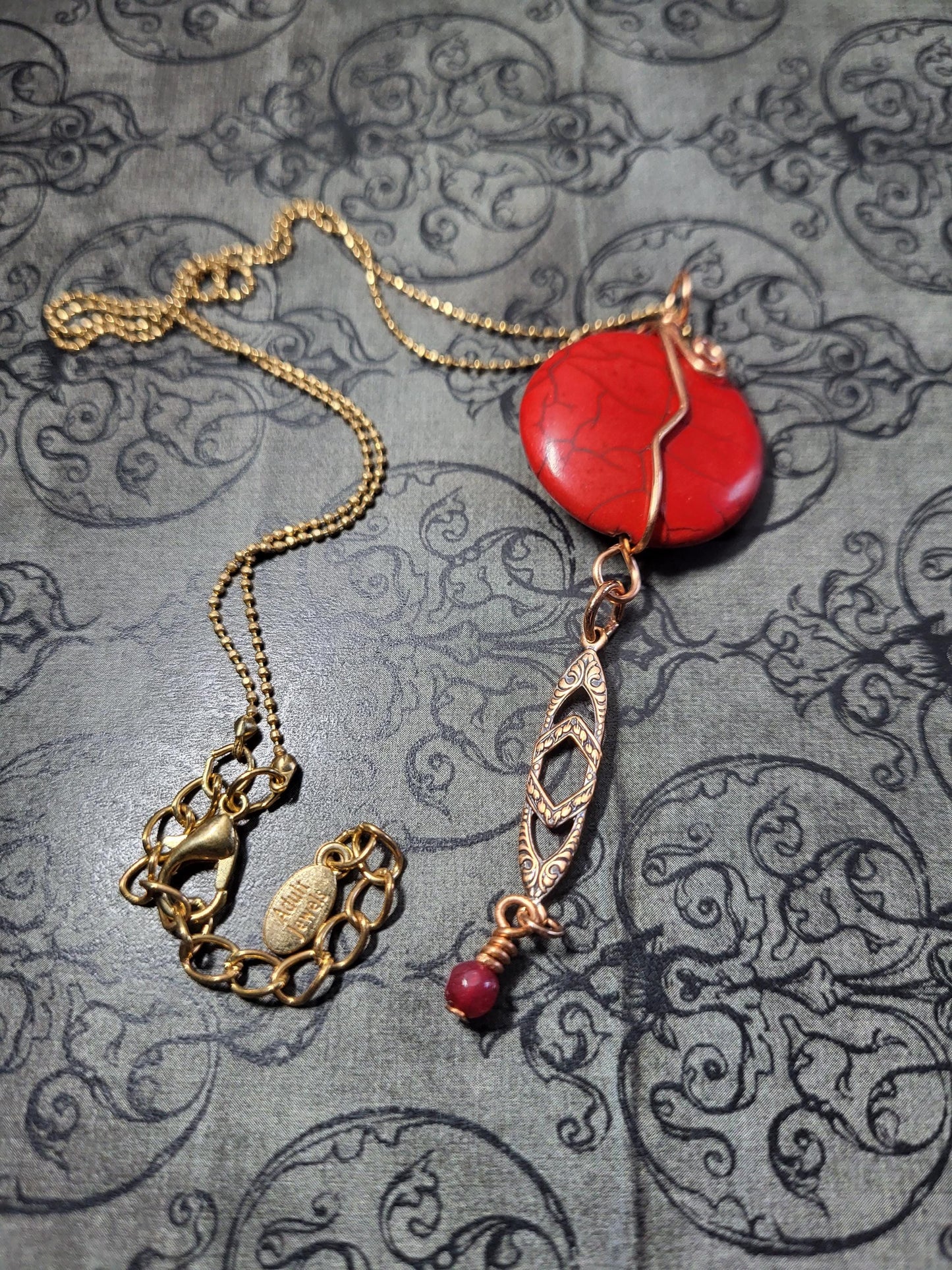 Red Jasper and Copper Pendant Necklace