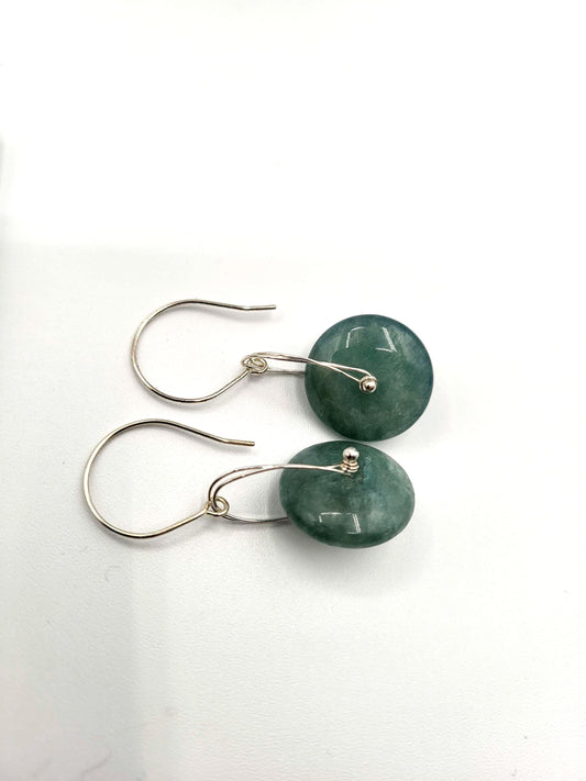 Aventurine and Silver Wheel Earrings
