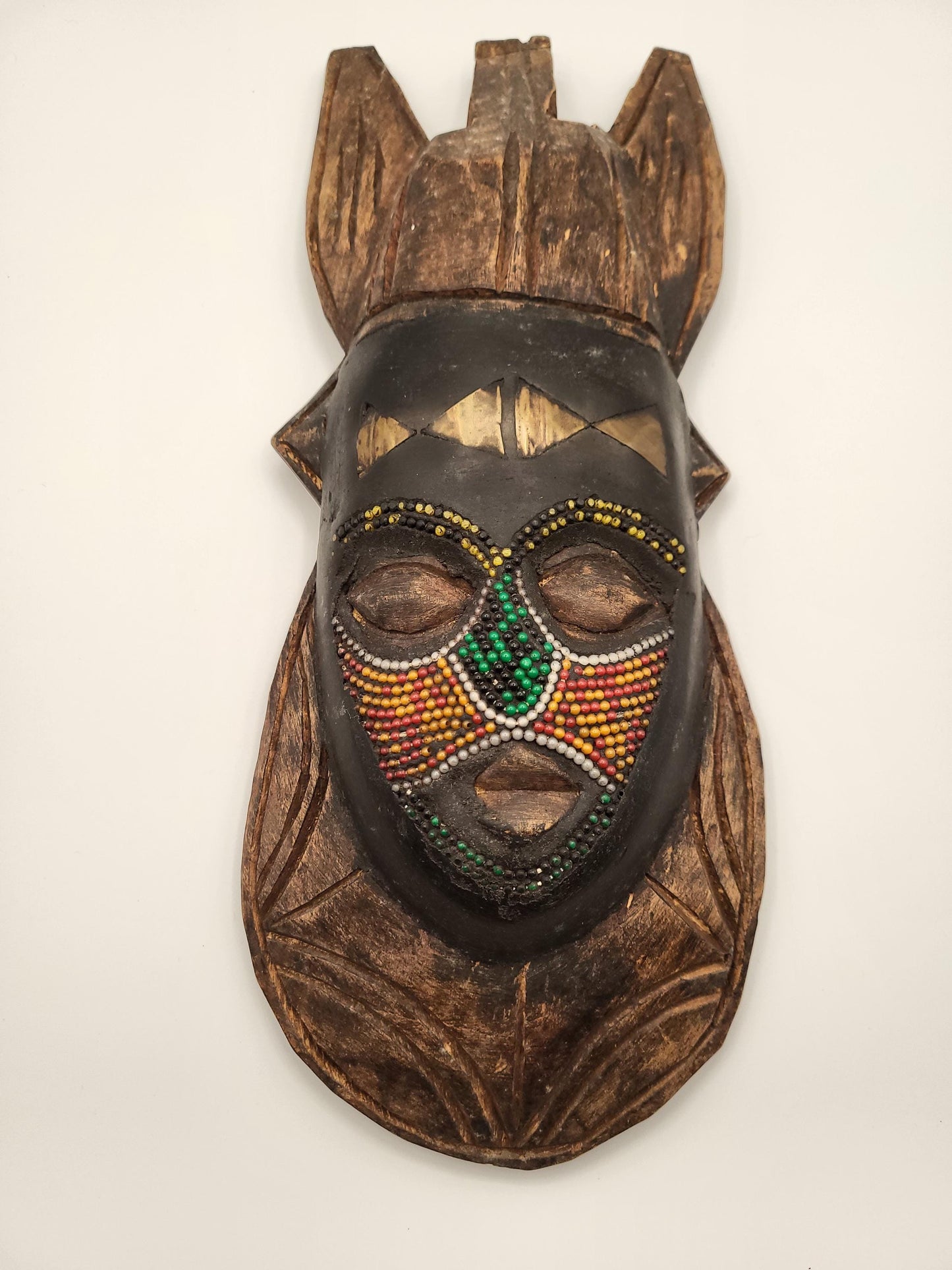 Large Beaded Ghana Bakuta Wood Mask