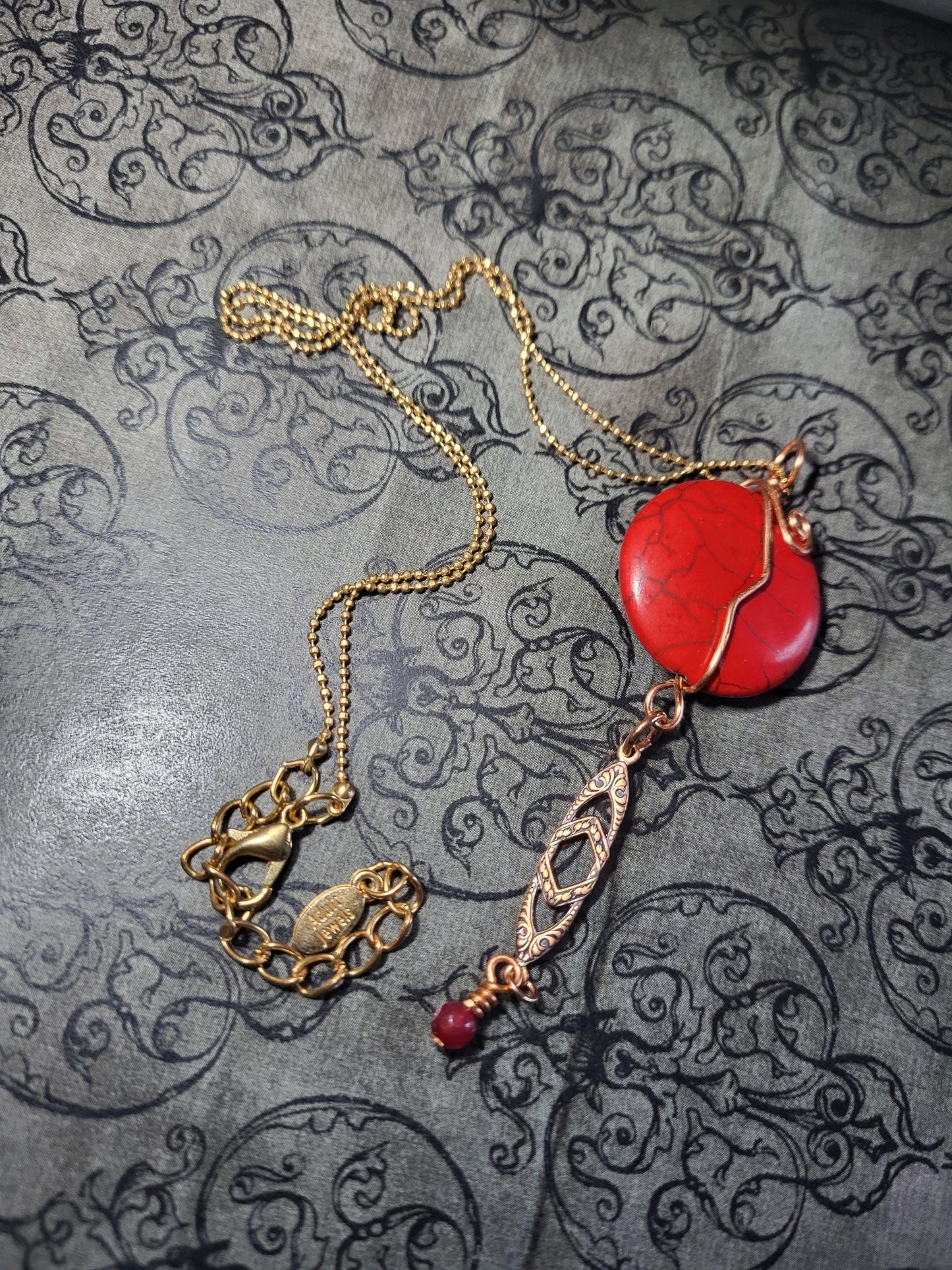 Red Jasper and Copper Pendant Necklace