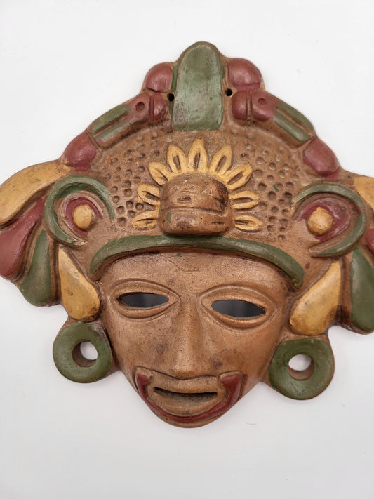 Aztec Mayan Warrior Clay Terra Cotta Wall Mask