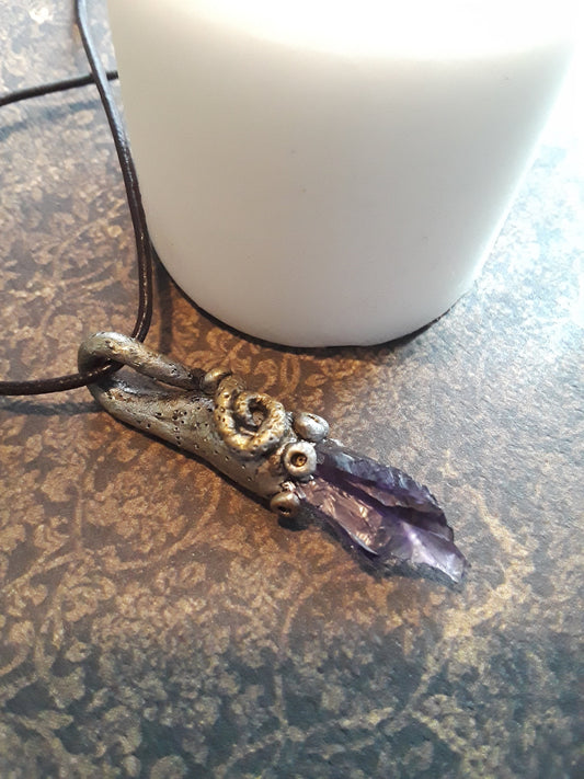 Amethyst Fairy Forest Necklace. Fantasy jewelry. Nature Pendant.