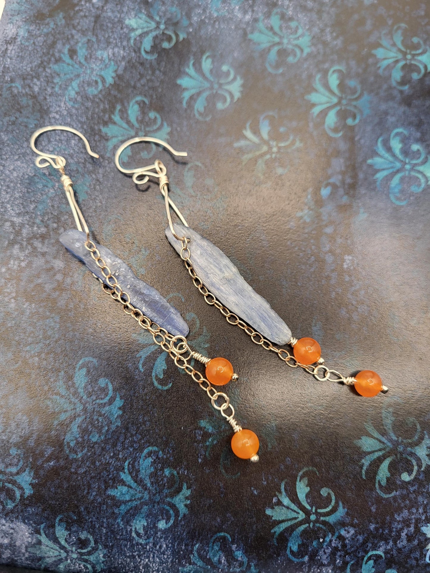 Kyanite and Carnelian Earrings