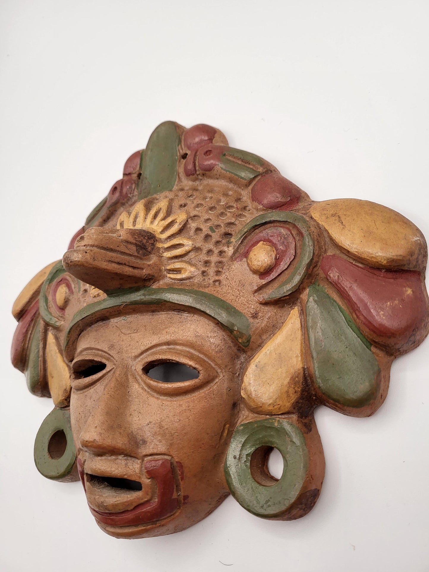 Aztec Mayan Warrior Clay Terra Cotta Wall Mask