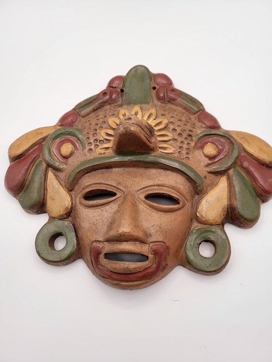 Aztec Mayan Warrior Clay Terra Cotta Wall Mask