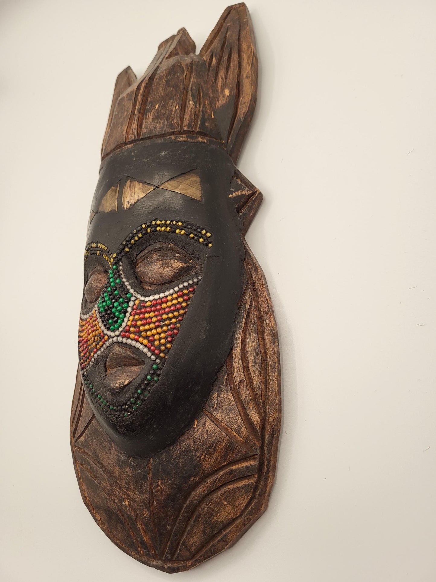 Large Beaded Ghana Bakuta Wood Mask