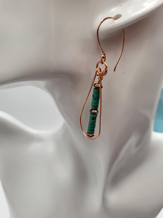 Turquoise and Copper Drop Earrings