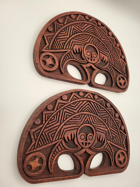 2 African Wall Plaques Wall Art Decor Hand Carved Wood