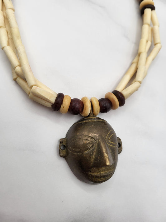 Bronze Mask Necklace