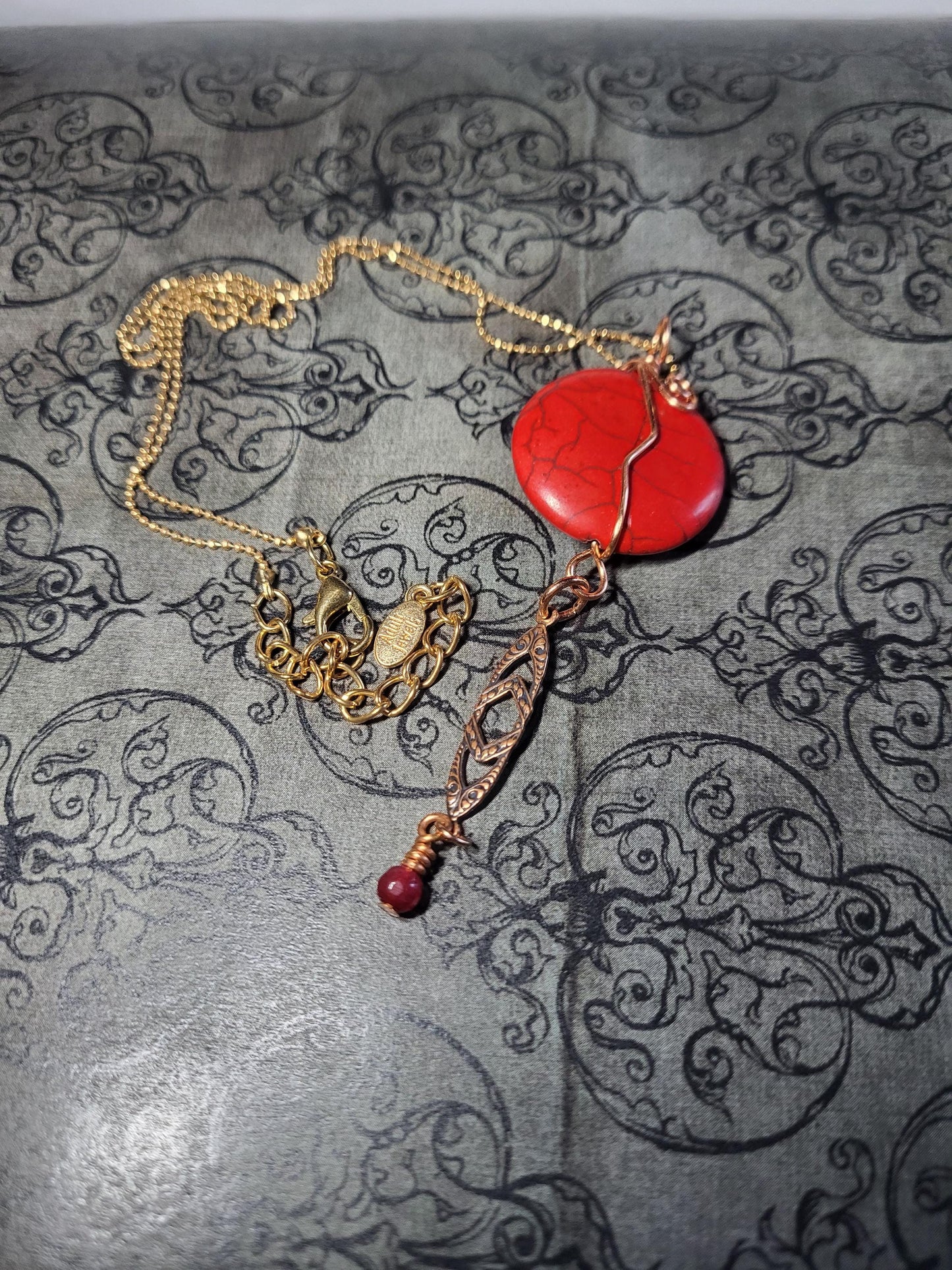 Red Jasper and Copper Pendant Necklace