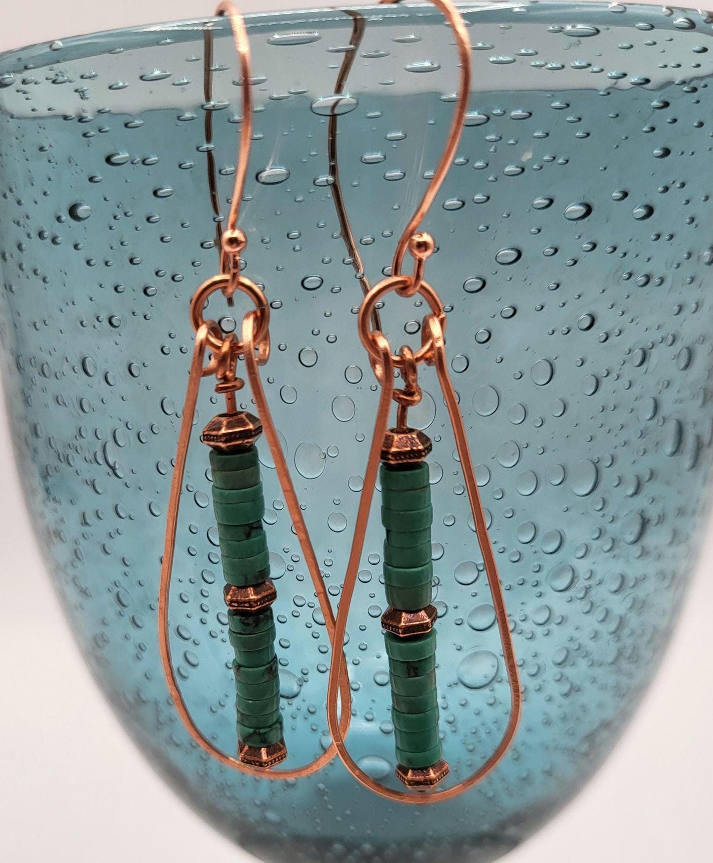 Turquoise and Copper Drop Earrings