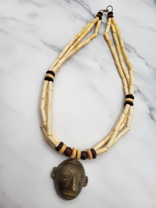 Bronze Mask Necklace