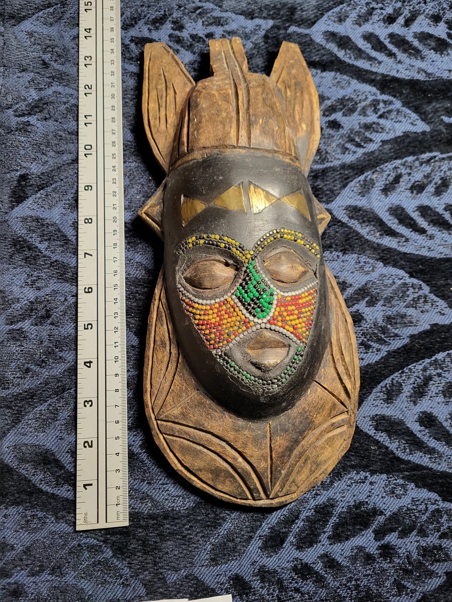 Large Beaded Ghana Bakuta Wood Mask