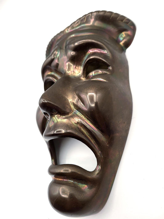 Brass Tragedy mask. Solid brass ready to hang