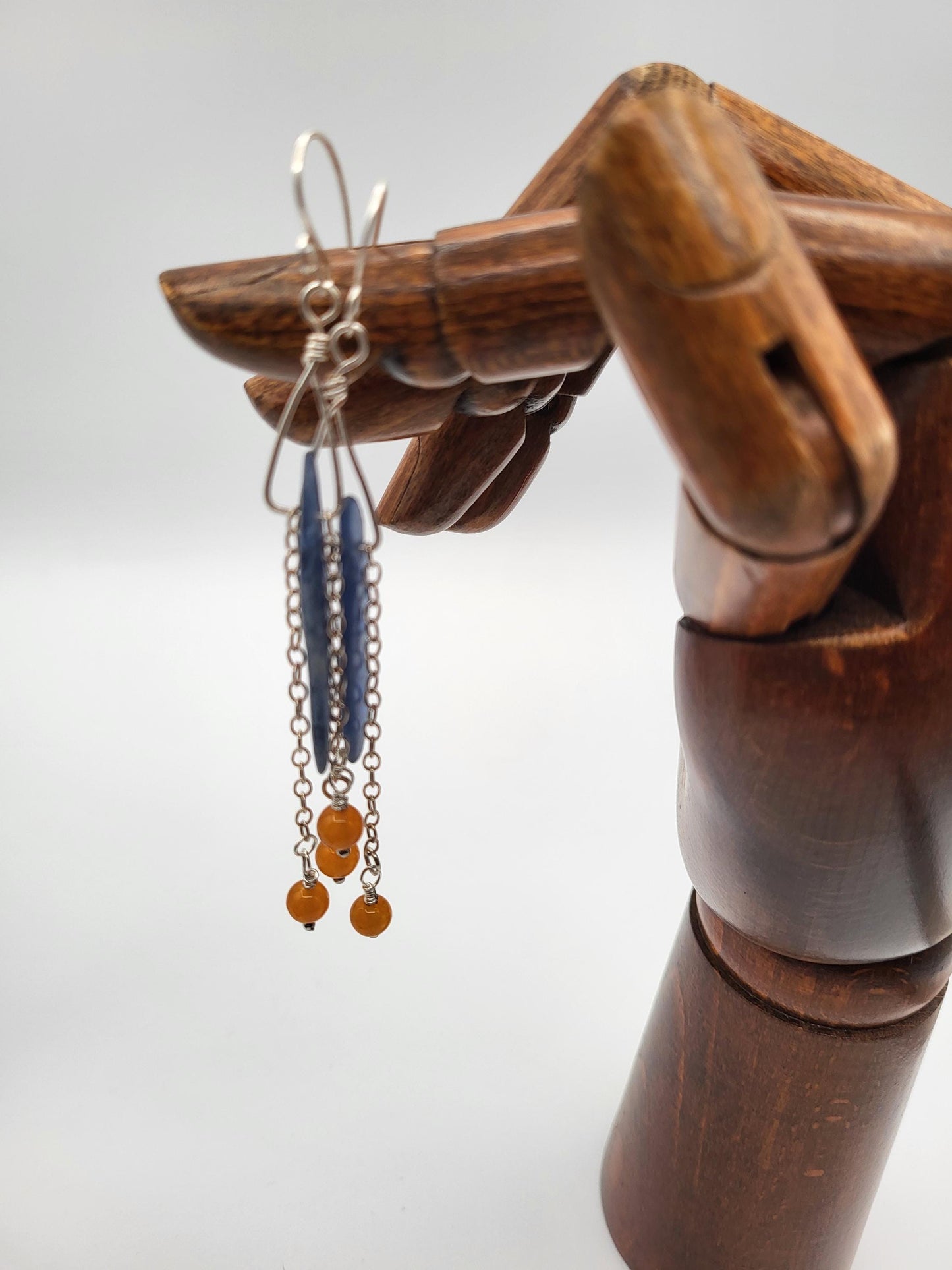 Kyanite and Carnelian Earrings