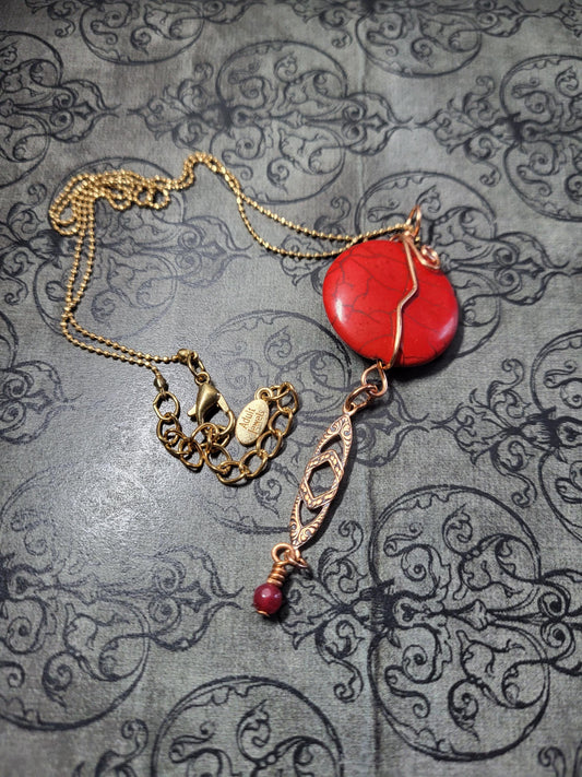 Red Jasper and Copper Pendant Necklace