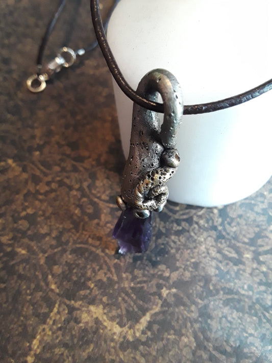 Amethyst Fairy Forest Necklace. Fantasy jewelry. Nature Pendant.