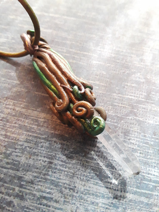 Earth Crystal Bohemian Crystal with Earthy Clay Sculpture