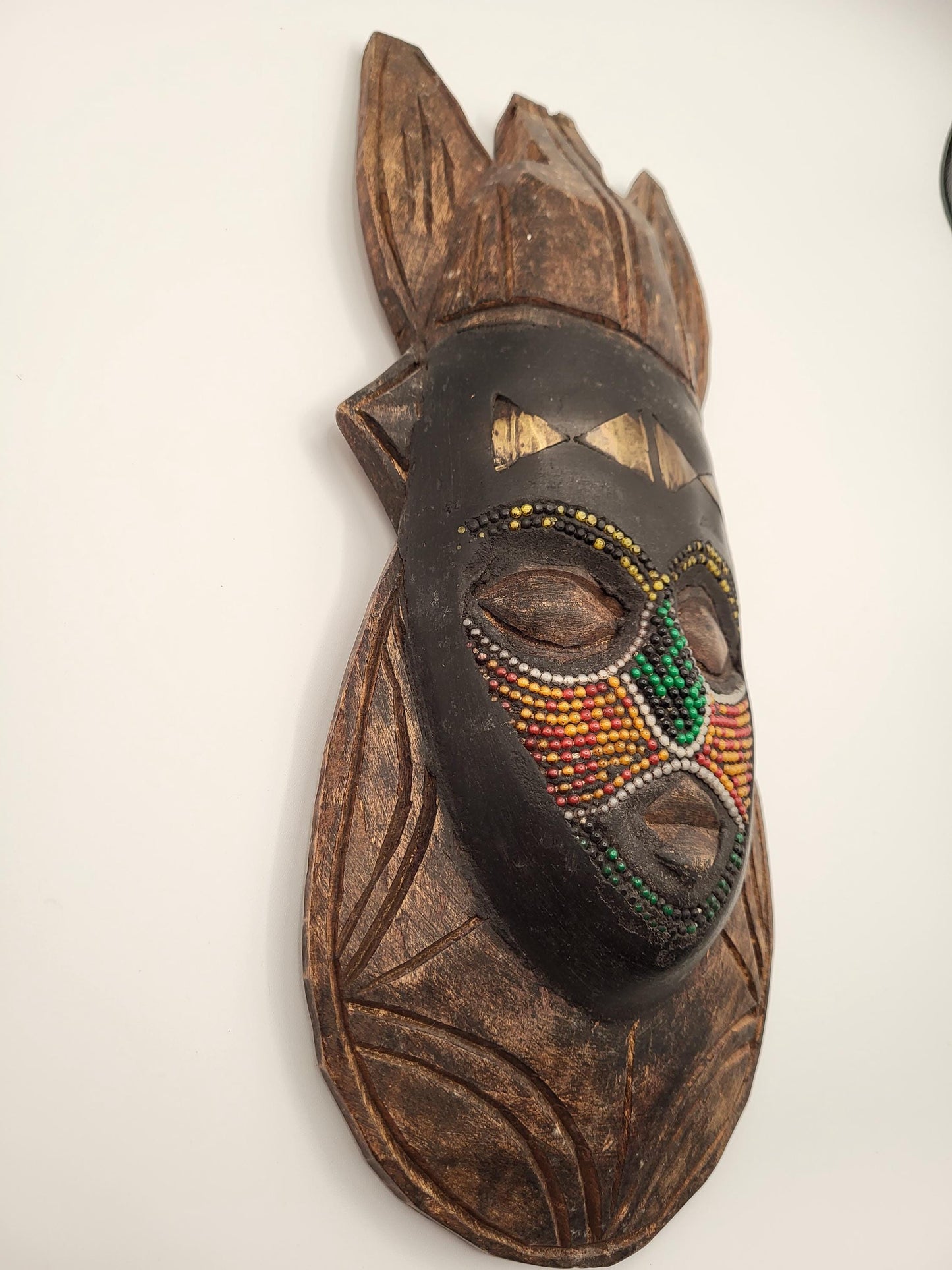 Large Beaded Ghana Bakuta Wood Mask