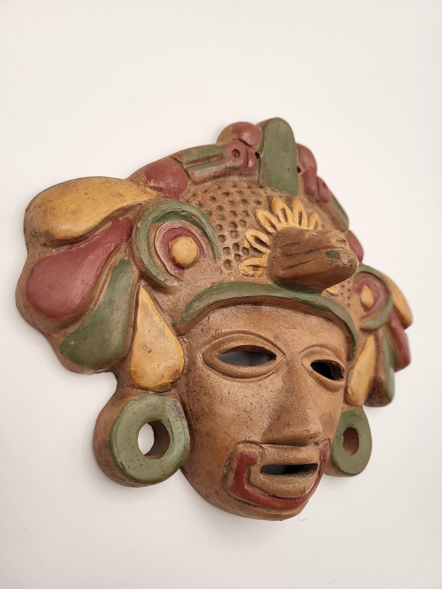 Aztec Mayan Warrior Clay Terra Cotta Wall Mask