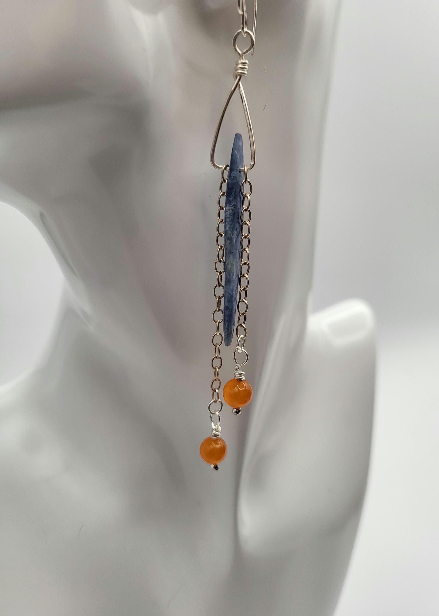 Kyanite and Carnelian Earrings