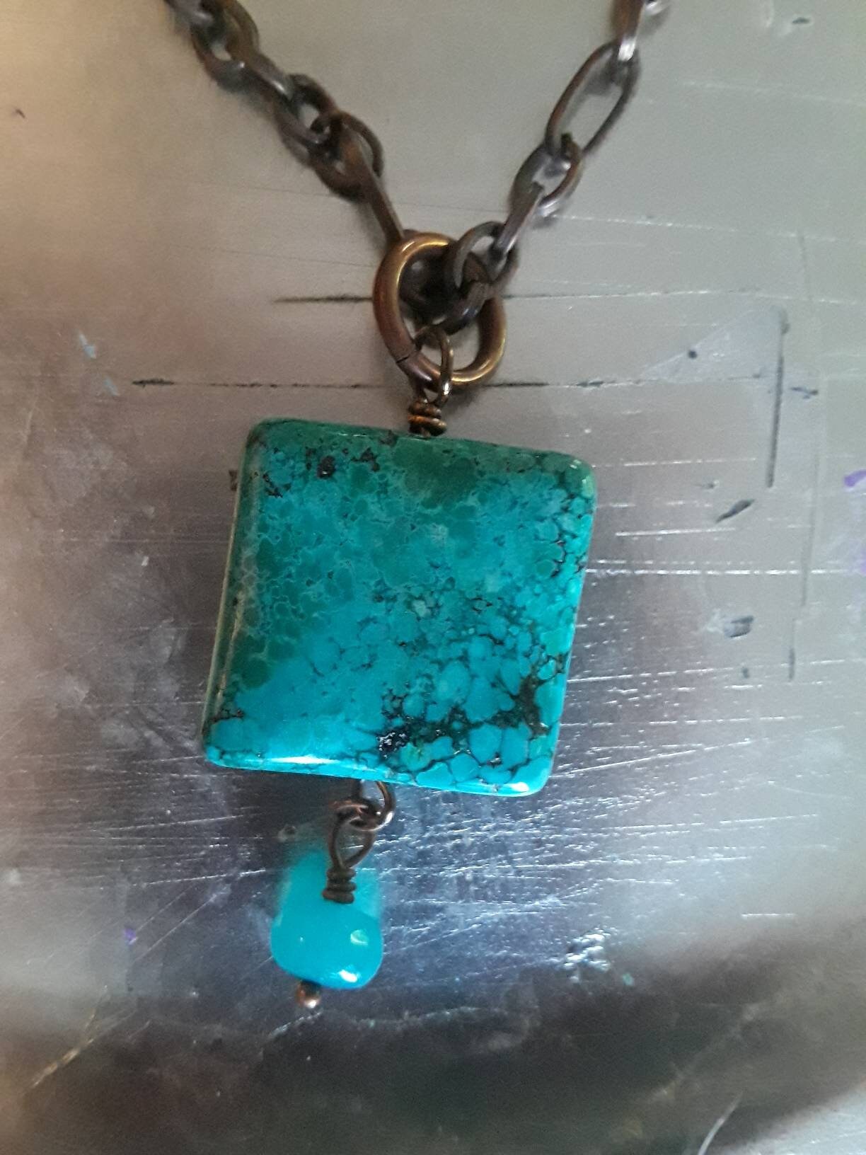 Jasper and Jade Necklace Earring Set – Antique Copper Chain