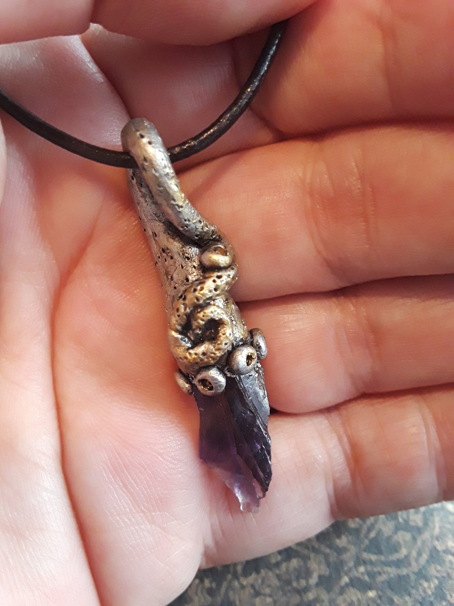 Amethyst Fairy Forest Necklace. Fantasy jewelry. Nature Pendant.