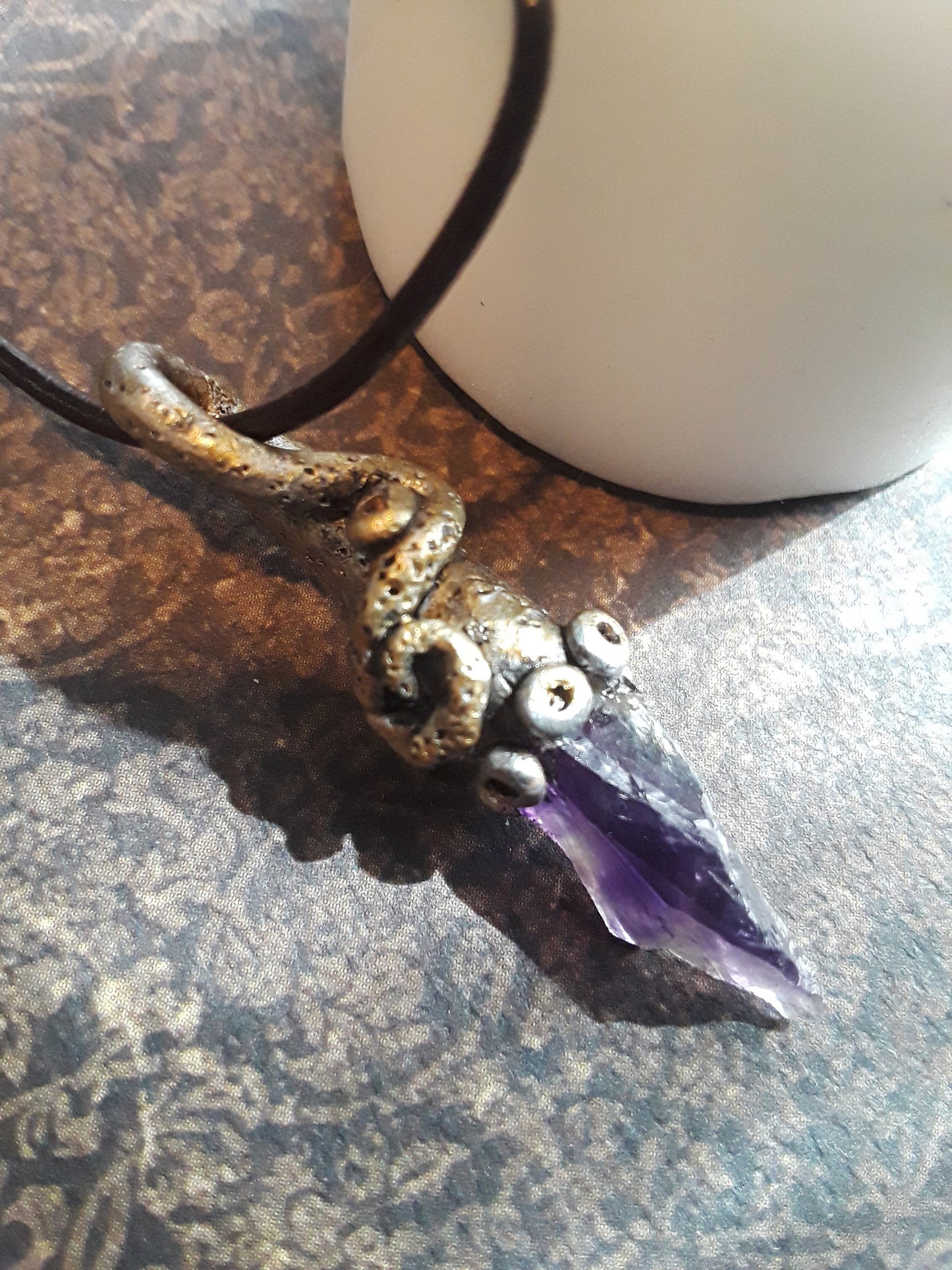 Amethyst Fairy Forest Necklace. Fantasy jewelry. Nature Pendant.