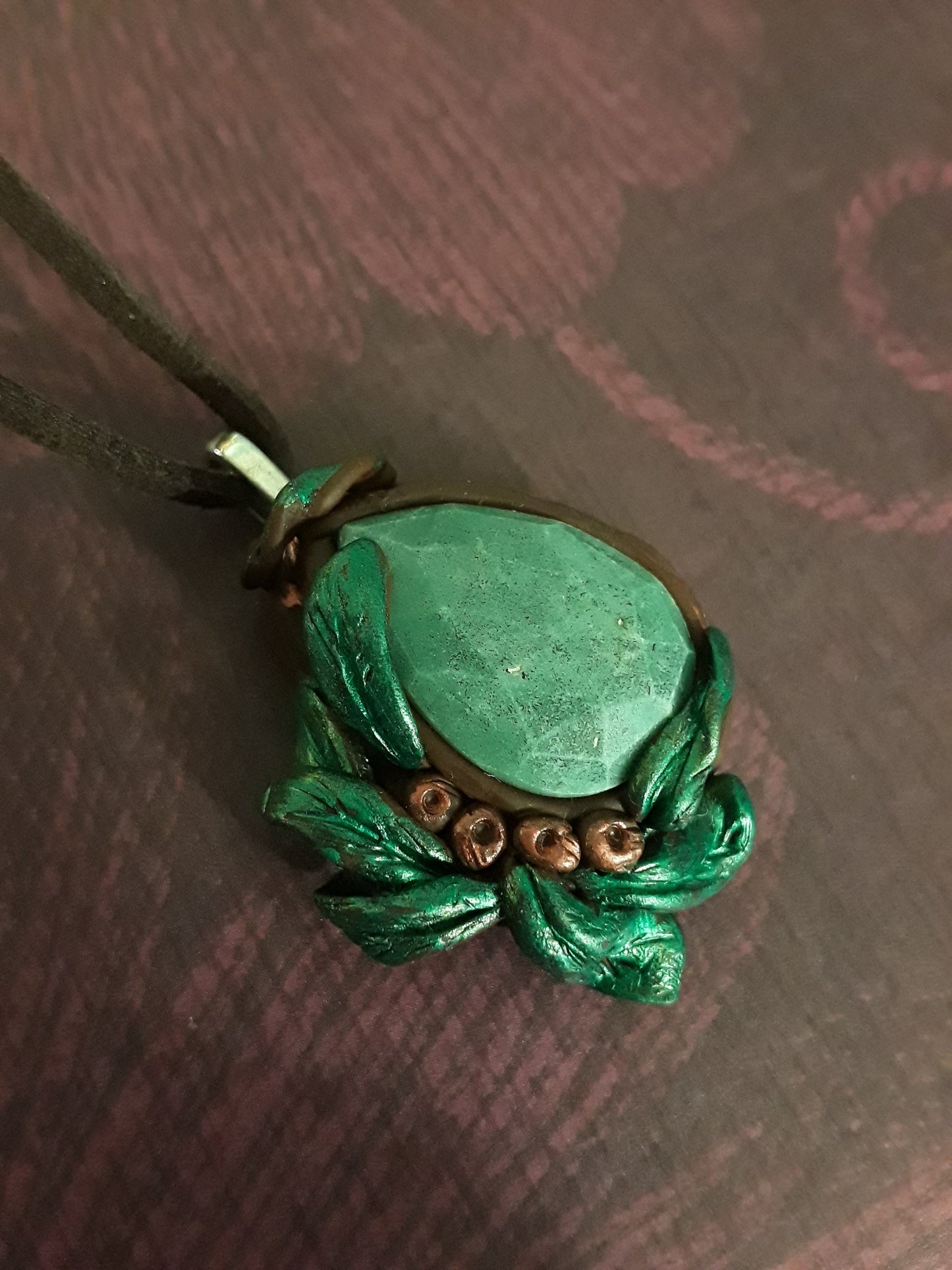Russian Amazonite Stones Pendant and Earring set Handcrafted Clay