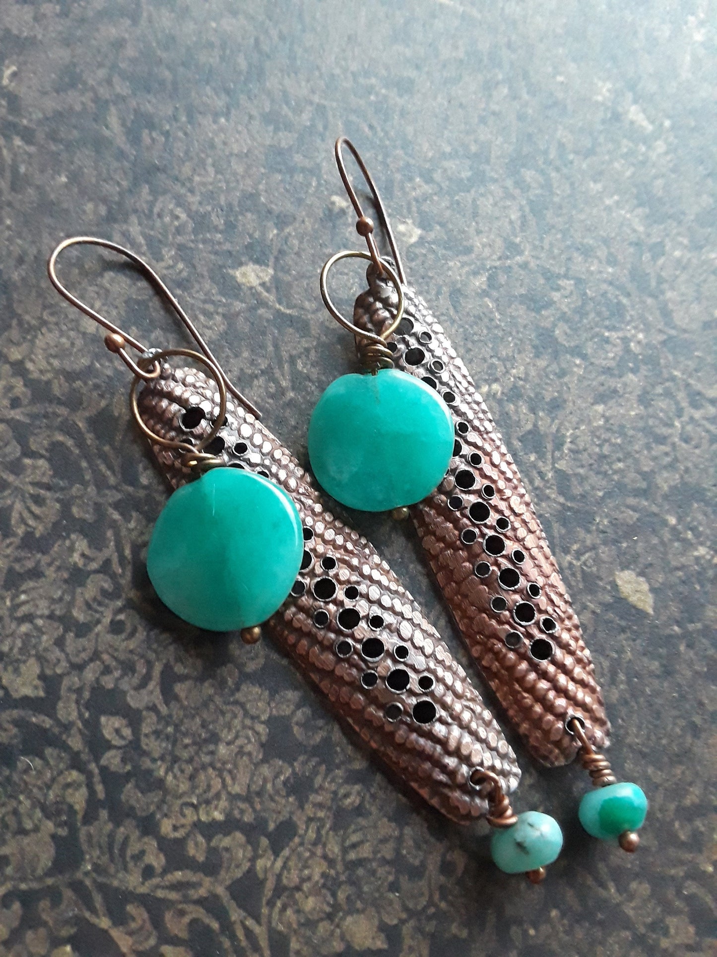 Green Aventurine and Jasper Tribal Earrings