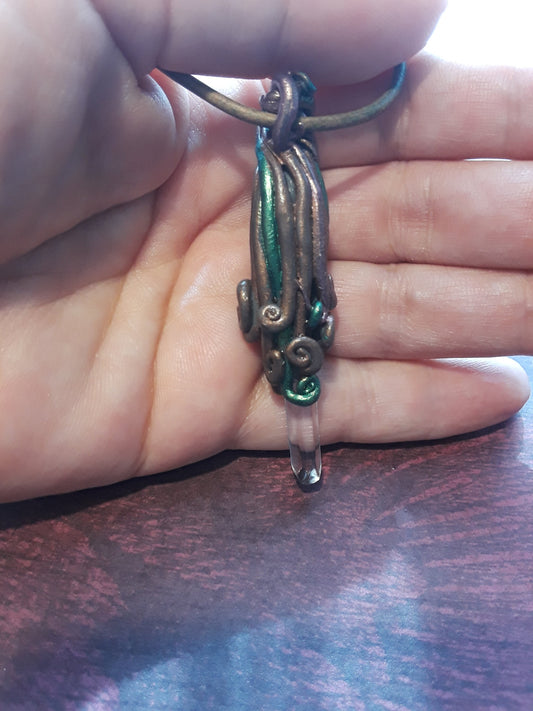 Earth Crystal Bohemian Crystal with Earthy Clay Sculpture