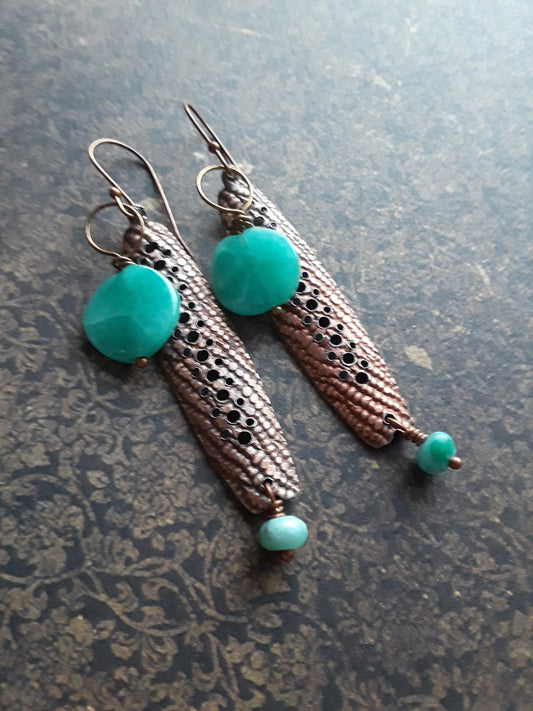 Green Aventurine and Jasper Tribal Earrings