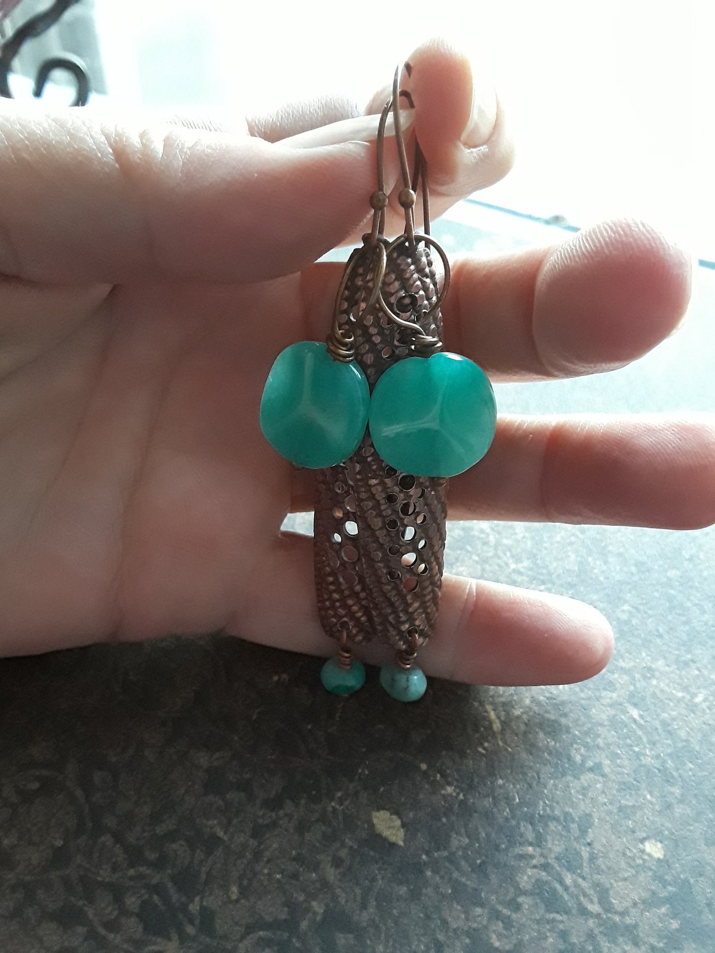 Green Aventurine and Jasper Tribal Earrings