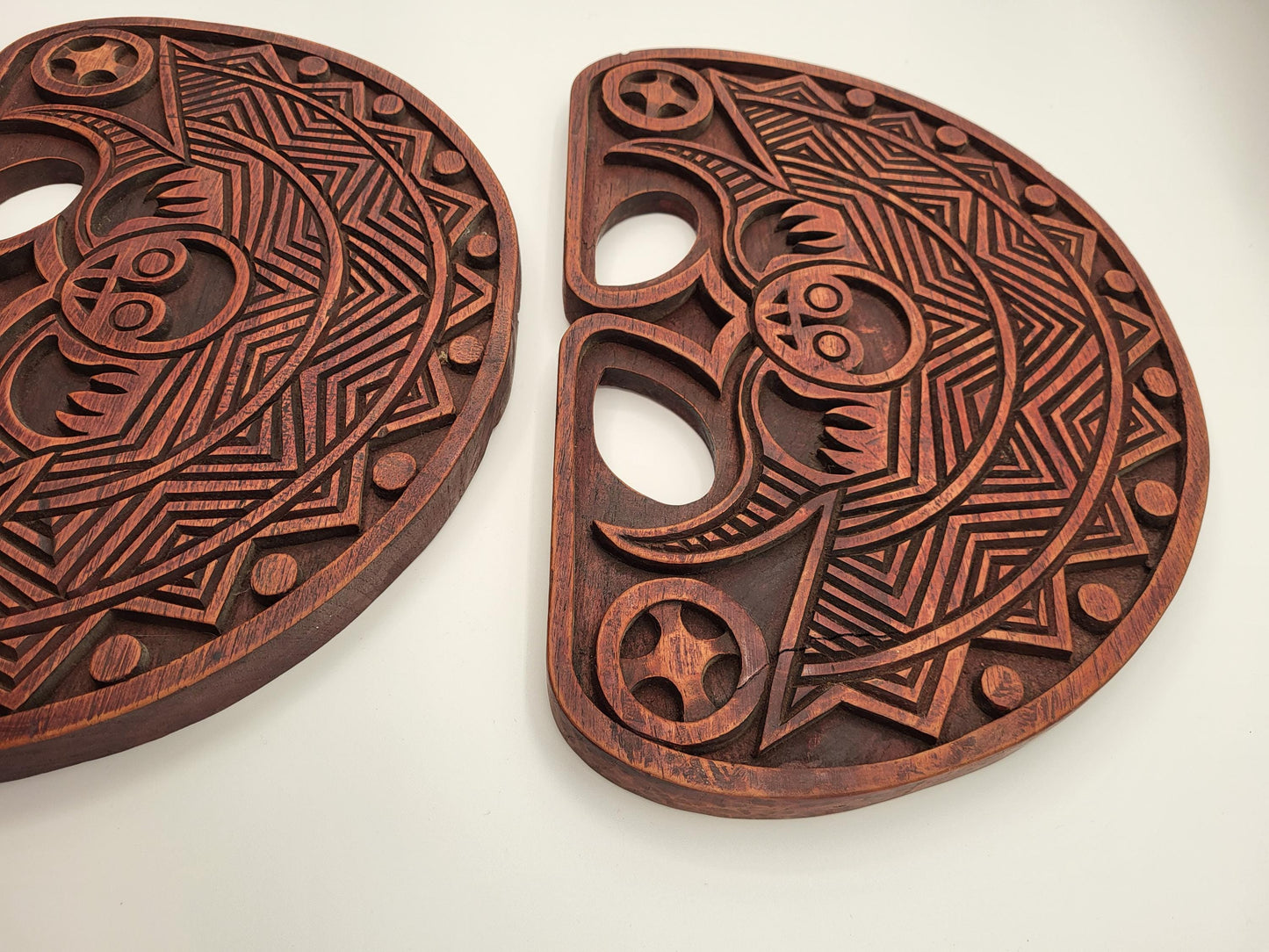2 African Wall Plaques Wall Art Decor Hand Carved Wood