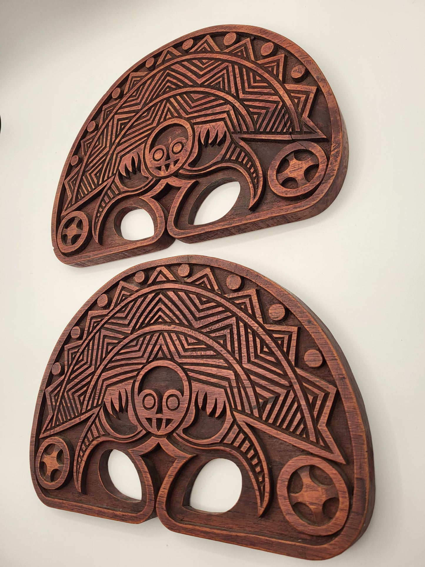 2 African Wall Plaques Wall Art Decor Hand Carved Wood