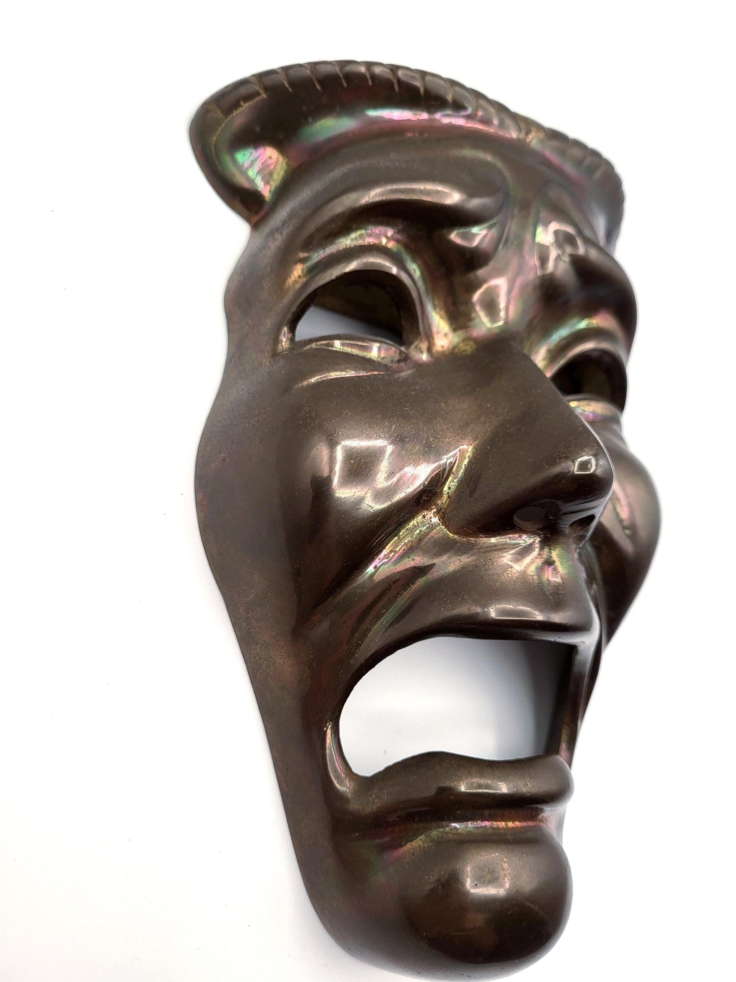 Brass Tragedy mask. Solid brass ready to hang