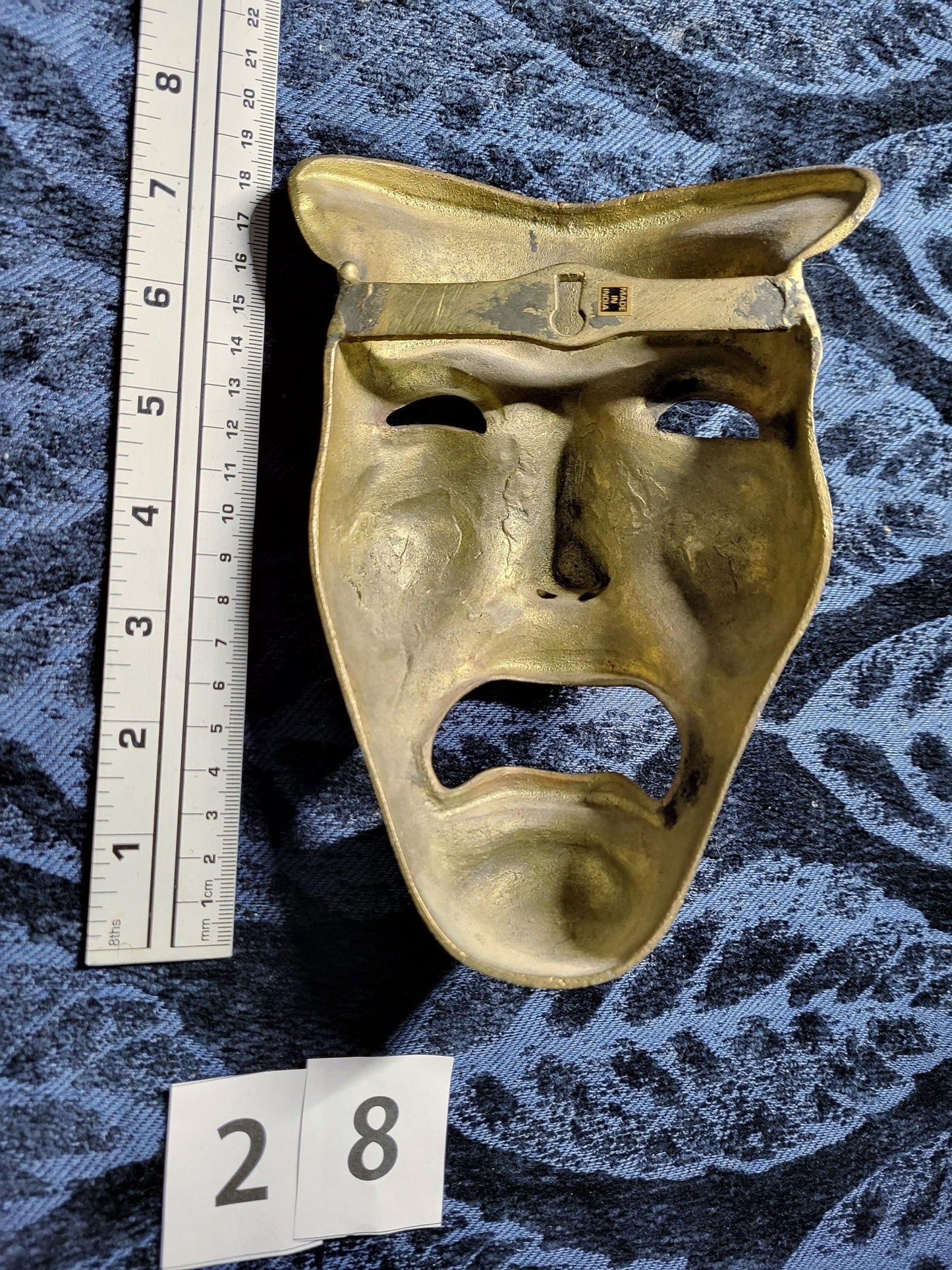 Brass Tragedy mask. Solid brass ready to hang