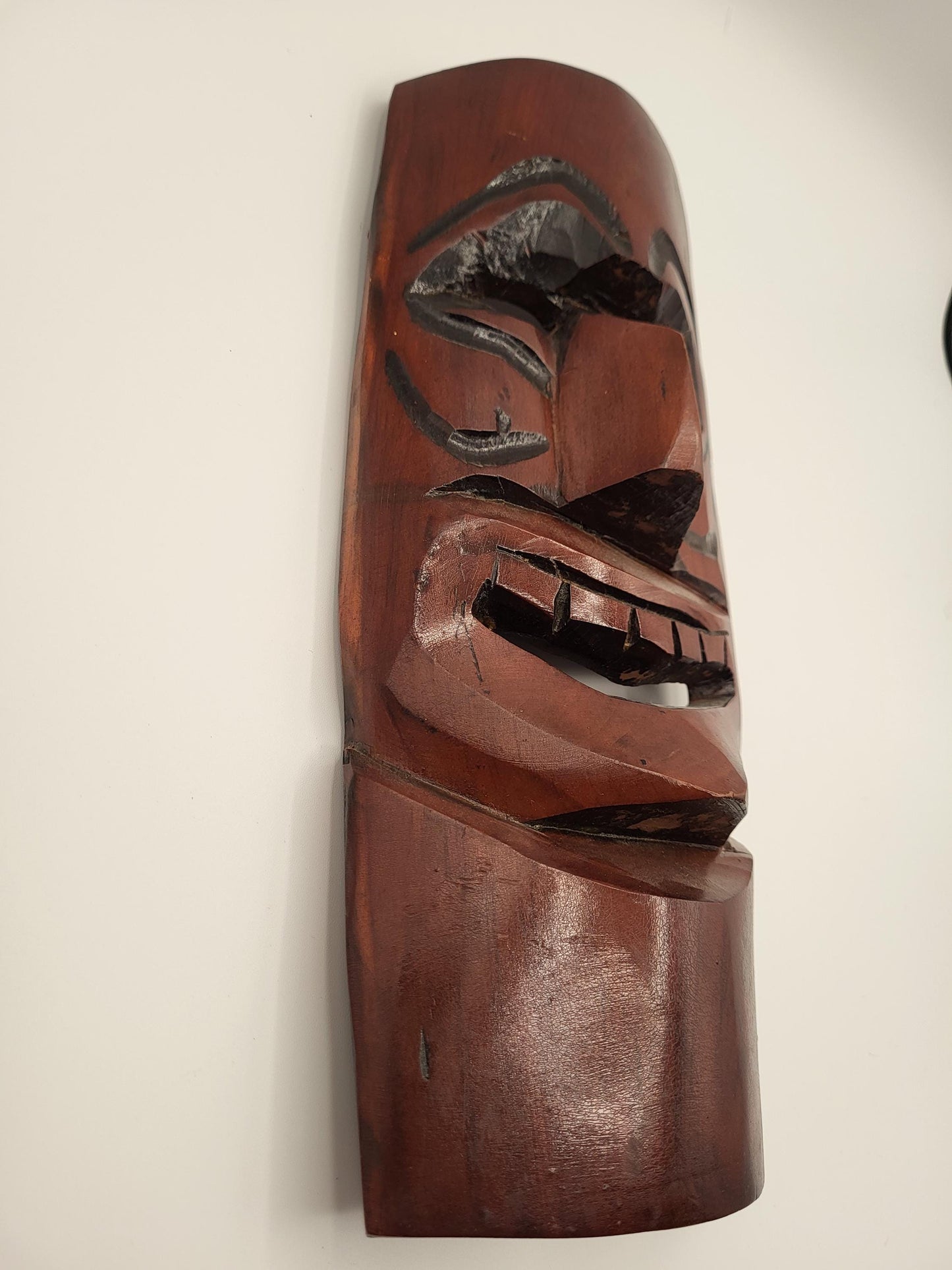 Vintage Mid Century Hawaiian Tiki Mask Hand Carved Wood