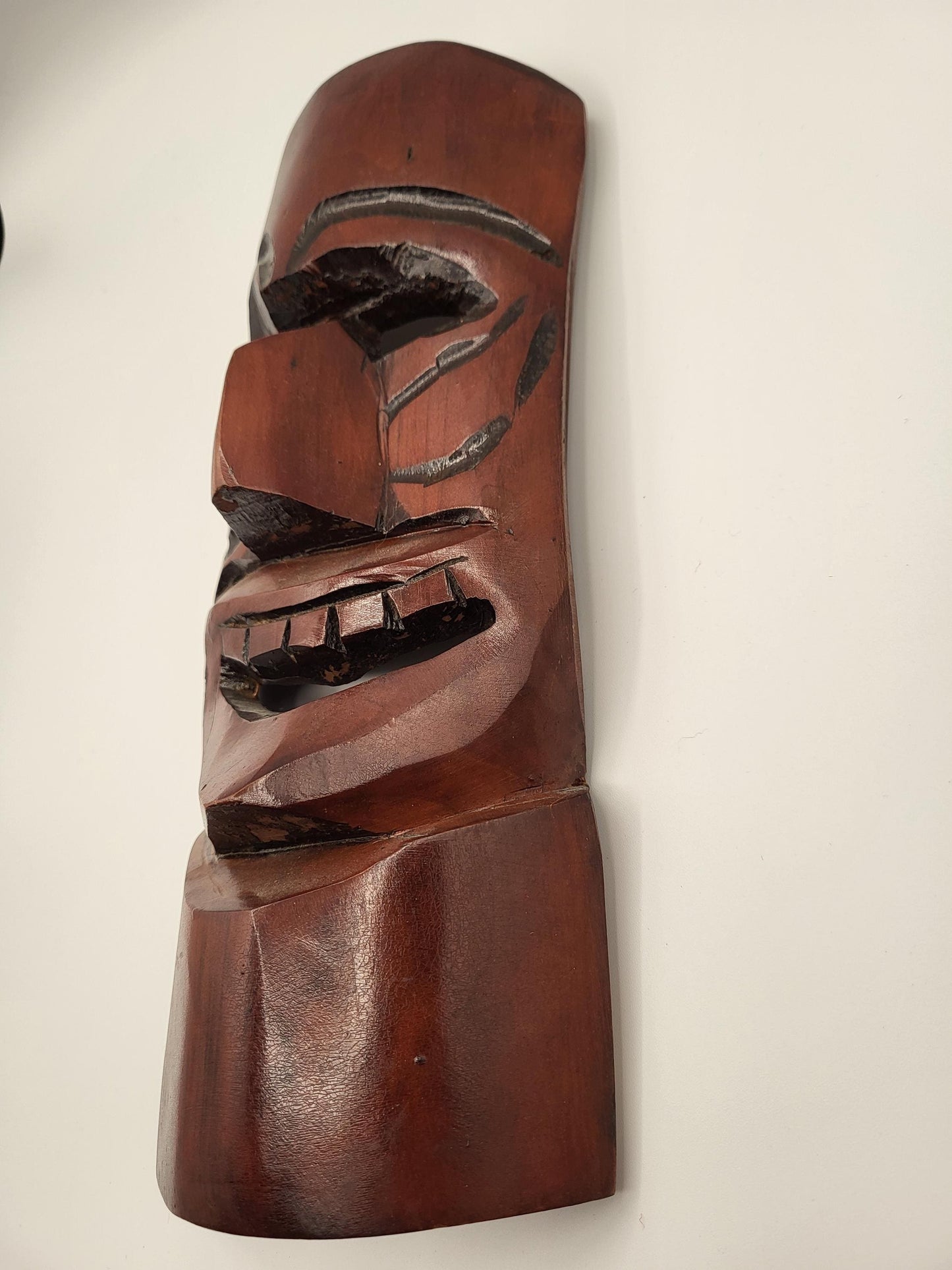 Vintage Mid Century Hawaiian Tiki Mask Hand Carved Wood